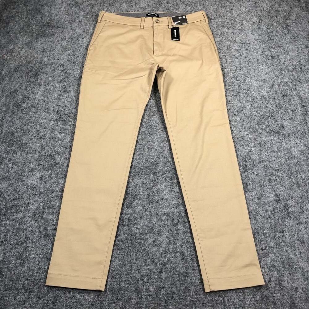 Express Chino Pants Mens 30x30 Beige Extra Slim Super Skinny Stretch Casual